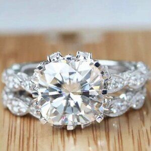 SILVER DIAMOND BRIDAL RING